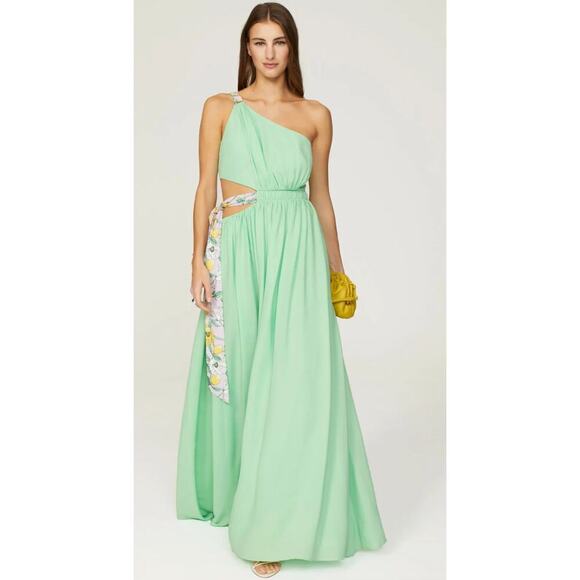 AMUR Dresses & Skirts - AMUR Zela One Shoulder Gown in Green Wedding Guest Size 6